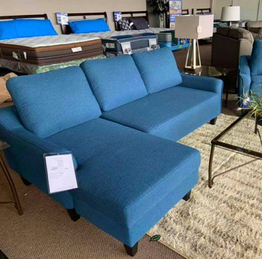 $39 Down Payment ‼️👈Jarreau Blue Sofa Chaise Sleeper