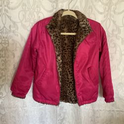 Girls Size 10 Hot Pink And Leopard Coat In Great Shape Slightly worn on the sleep cuffs other than that in perfect condition.