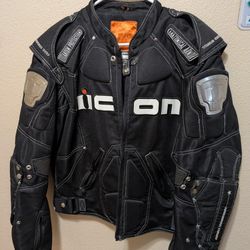 Black ICON Timax Biker Jacket "Titanium Protection" XL