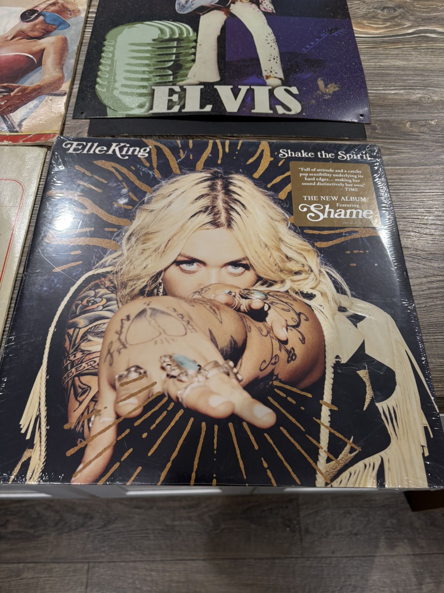 Old Vinyl Records/ Elvis Metal Photo