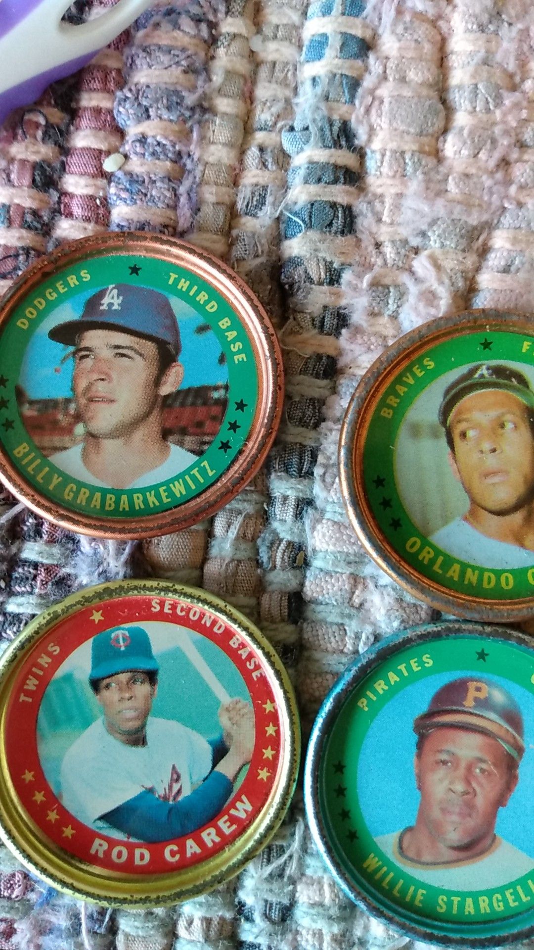 1960s vintage baseball players MILK CAPS