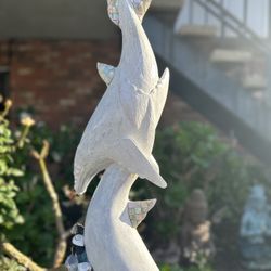 Hand carved Wood Whale Statue Covered In 10 Thousand Dollars Of Crystals 