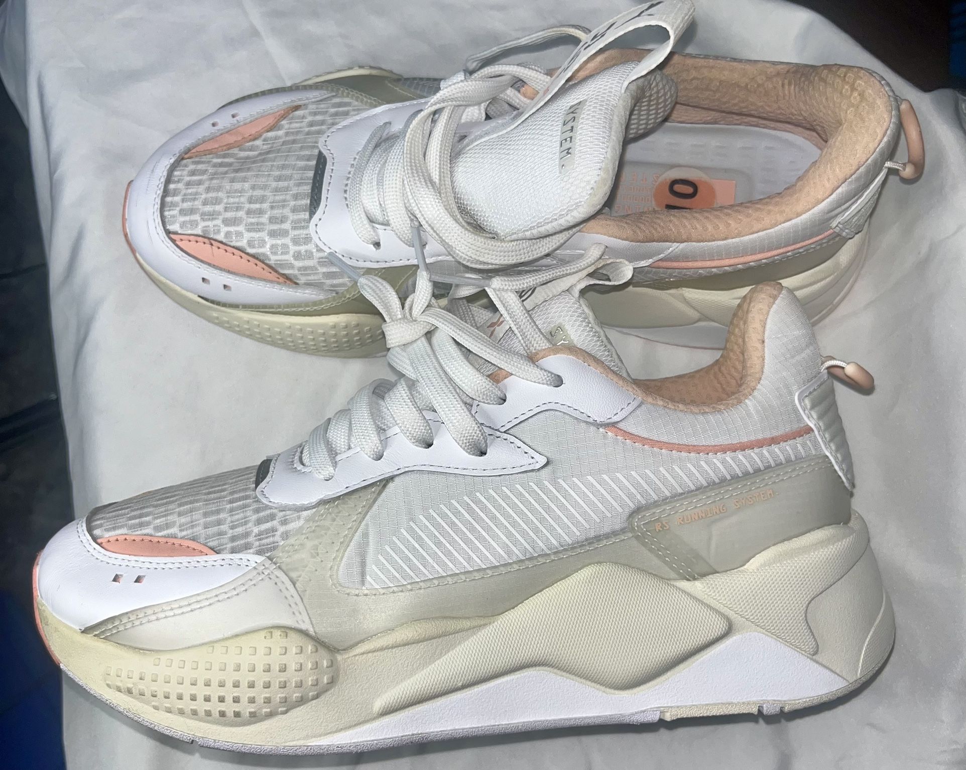 Puma RS X Shoes White Peach Bud Wmns Sz10