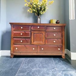 9-Drawer Solid Wood Dresser w/ Cabinet