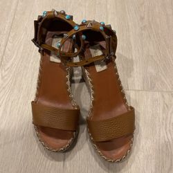 Valentino Garavani Double Rockstud wedge in elk-print calfskin leather.size 36