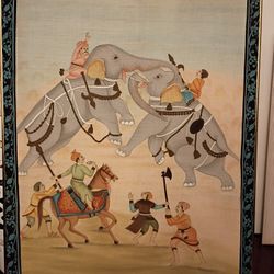 Large Elephant Painting India Vtg Vintage 