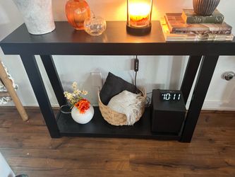 Black Classic Console Table, with Shelf, 46 Inch