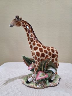 Vintage Giraffe Porcelain Ceramic Statue - Huge 15" 3D MINT CONDITION