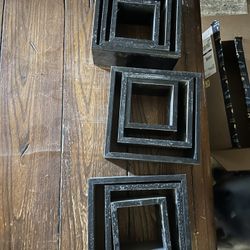 9 Black Floating Shelves (3 Large, 3 Medium, 3 Small)