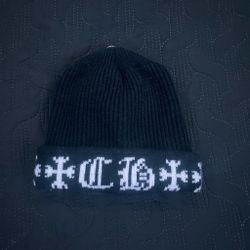 Black Chrome Heart Beanie