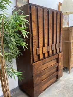 FREE local delivery - Lane Staccato Brutalist Mid Century Walnut Armoire Dresser