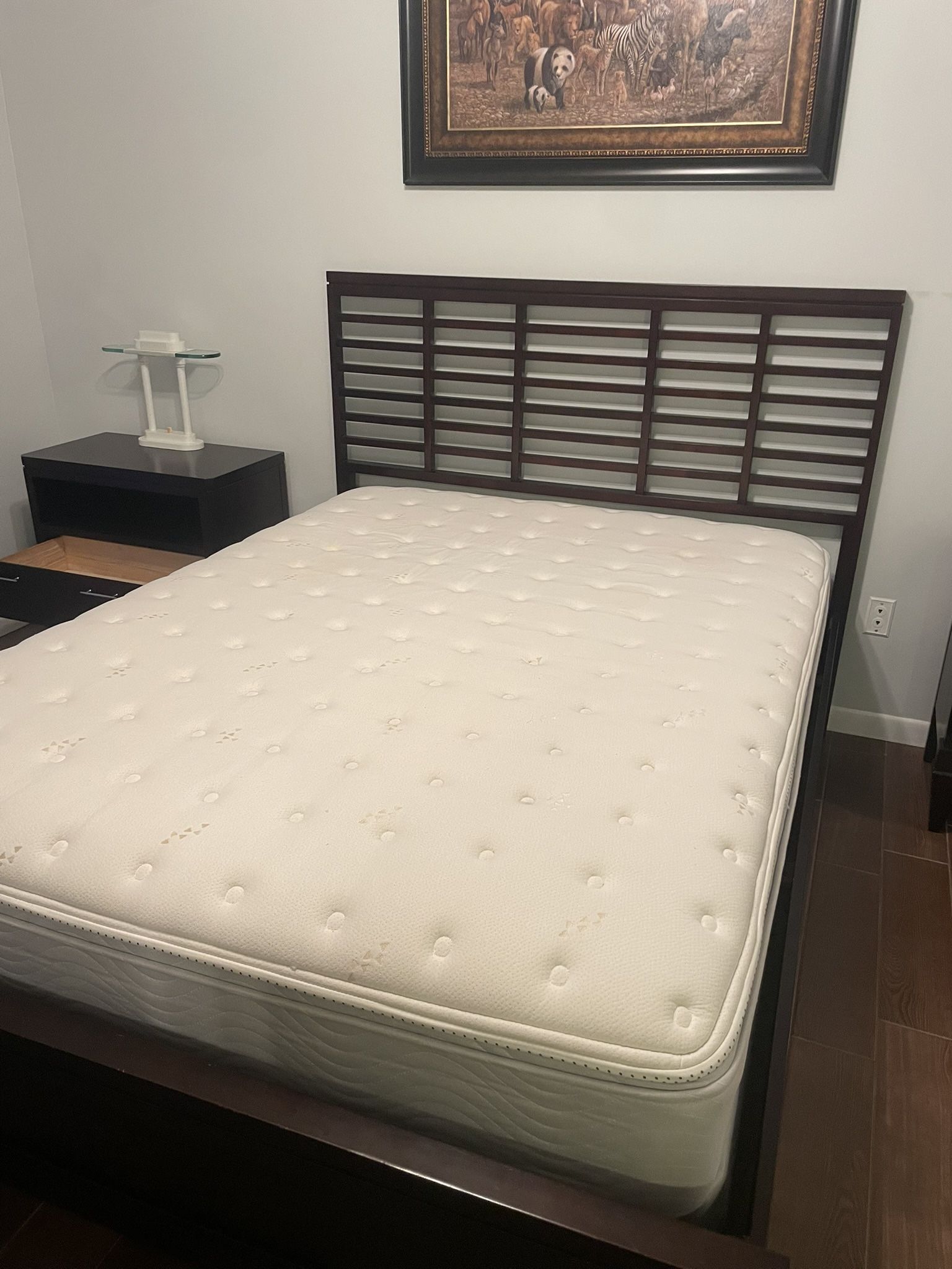Full size bed frame and mattress