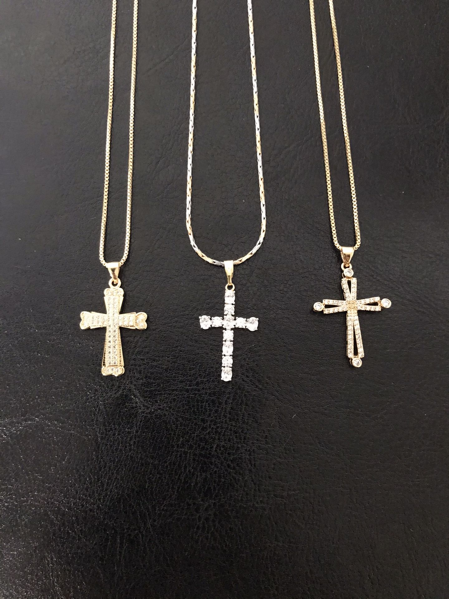 Gold plated cross pendant with chain ($10 each)