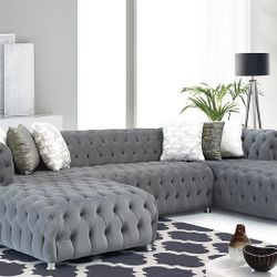 Brand New Double Chaise Tufted Sectional 
