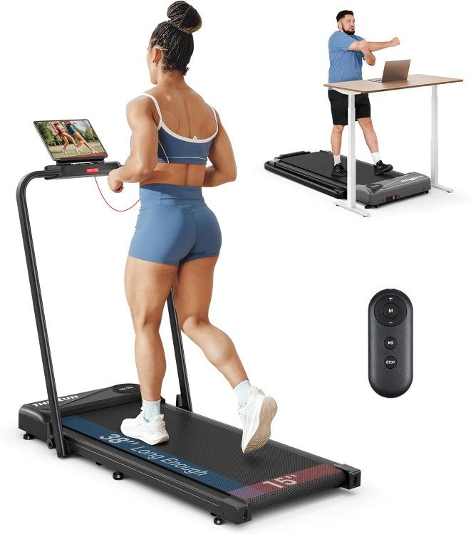 2 in 1 Under Desk Treadmill Walking Pad with Remote, 2.5HP