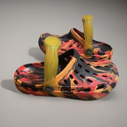 Kids Orange Fire Skechers Clogs Foamies Light Shoes Size 1 Used 