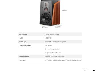 HiVi-Swans M300MKII Bluetooth& WiFi Bookshelf Speakers, 360W RMS Studio Monitors 3 Way Audiophile Speakers, Hi-Res Sound 6.5" Woofer Home Speakers for