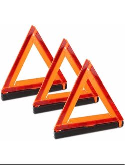 Stark USA 3-Pack Warning Triangle Foldable Emergency Warning Sign Reflector Roadside Hazard Sign High Stability DOT Approved Frame w/Storage Case 5781