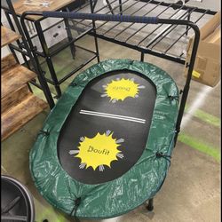 Trampoline for 2 Kids and Adults with Adjustable Handle, Double Trampoline for Toddler Indoor Outdoo