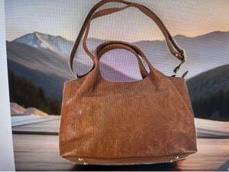 Anuschka brown tooled leather bag new