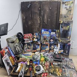 Lot of 47 Random Star Wars Action Figures and Other Toys.