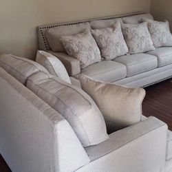 Claredon Linen Living Room Set (SOFA and LOVESEAT