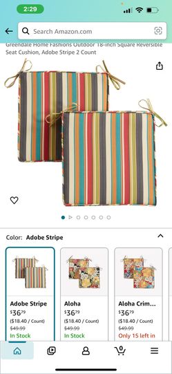 Outdoor Greendale Home Fashions Outdoor 18-inch Square Reversible Seat Cushion, Adobe Stripe