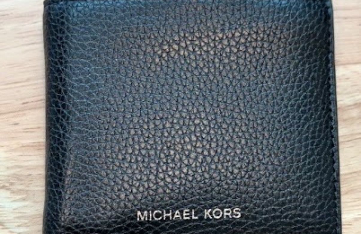 Michael Kors Cooper Black Leather Bifold Wallet w/ ID Window