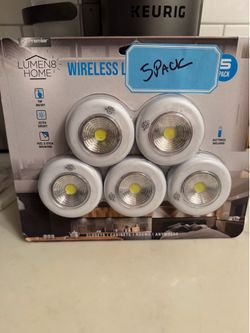 New 5 Pack Stick on lights with batteries