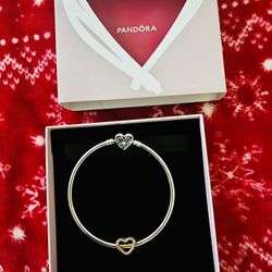 Pandora Heart/butterfly Bangle Bracelet 
