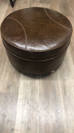 20x20x13”h real leather ottoman