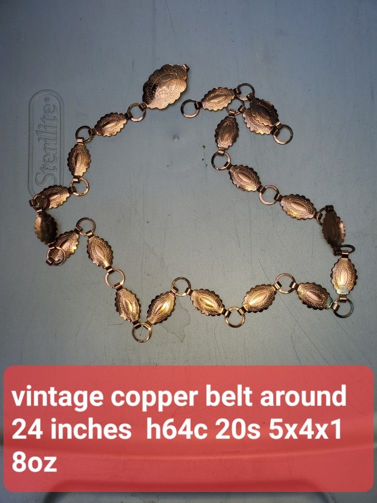 vintage copper belt around 24 inches h64c 20s 5x4x1 8oz