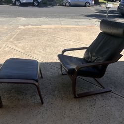 Poang chair and footstool