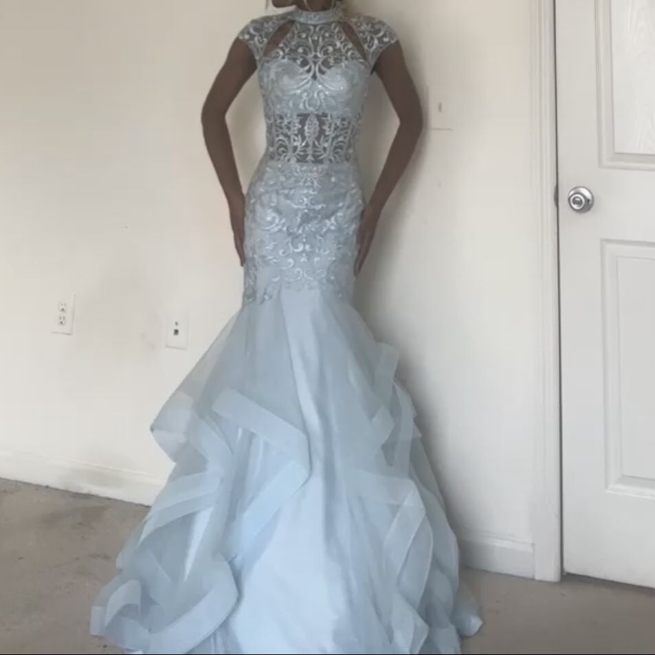High Neck Cut Out Mermaid Prom Dress 