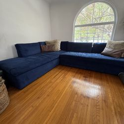 Velvet Custom Blue Couch 