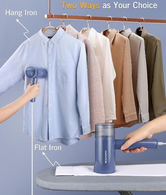 BEAUTURAL Garment Steamer, Foldable Handheld Clothes Wrinkle Remover, 30 Seconds Fast Heating, Portable Fabric Steamer