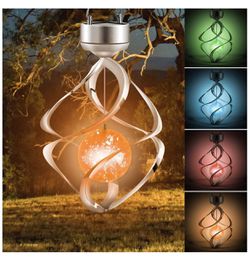 New in box Hanging Solar Lights Outdoor Wind Chimes Lights LED Colour Changing Hanging Light Waterproof Spiral Spinner Lamp for Design Decoration fo