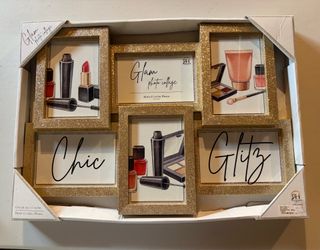 Gold Glitter 6-Photo Picture Frame – Holds Six 4x6 Photos