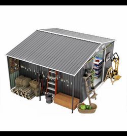 (New in box need assembly) 10’ x 12’ Galvanized Steel Metal Storage Shed w/window Outdoor Garden