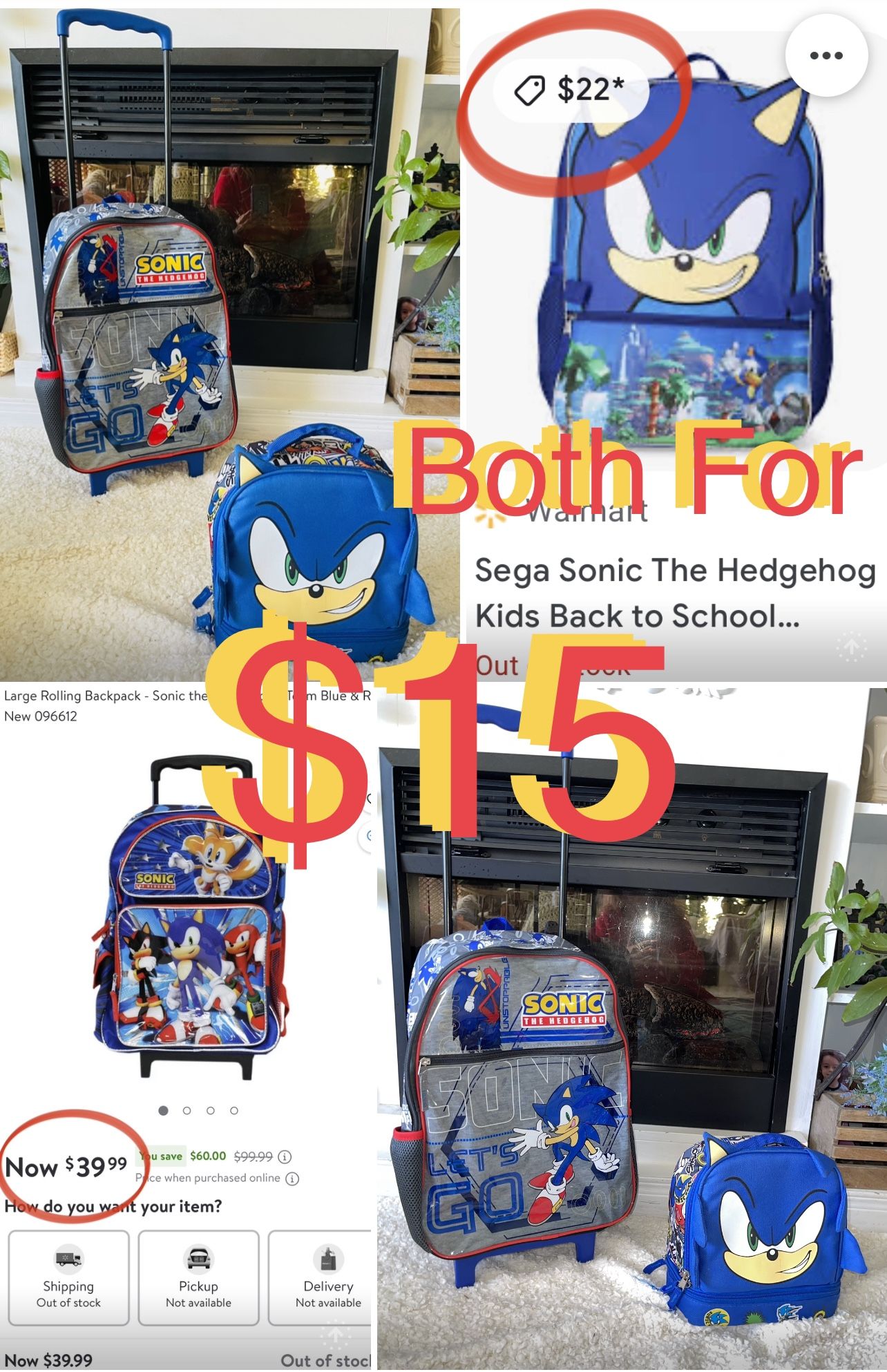 Brand New Sonic large Rolling Backpack and lunch insulation bag both for only $15