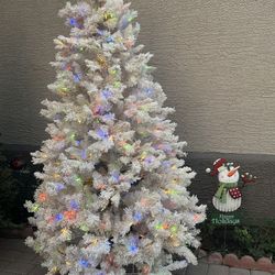 White Snowy Christmas Tree 7ft Tall 