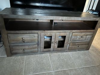 Rustic wood TV stand