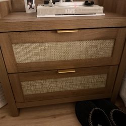 Wood Gold Details Nightstand (Set of 2)