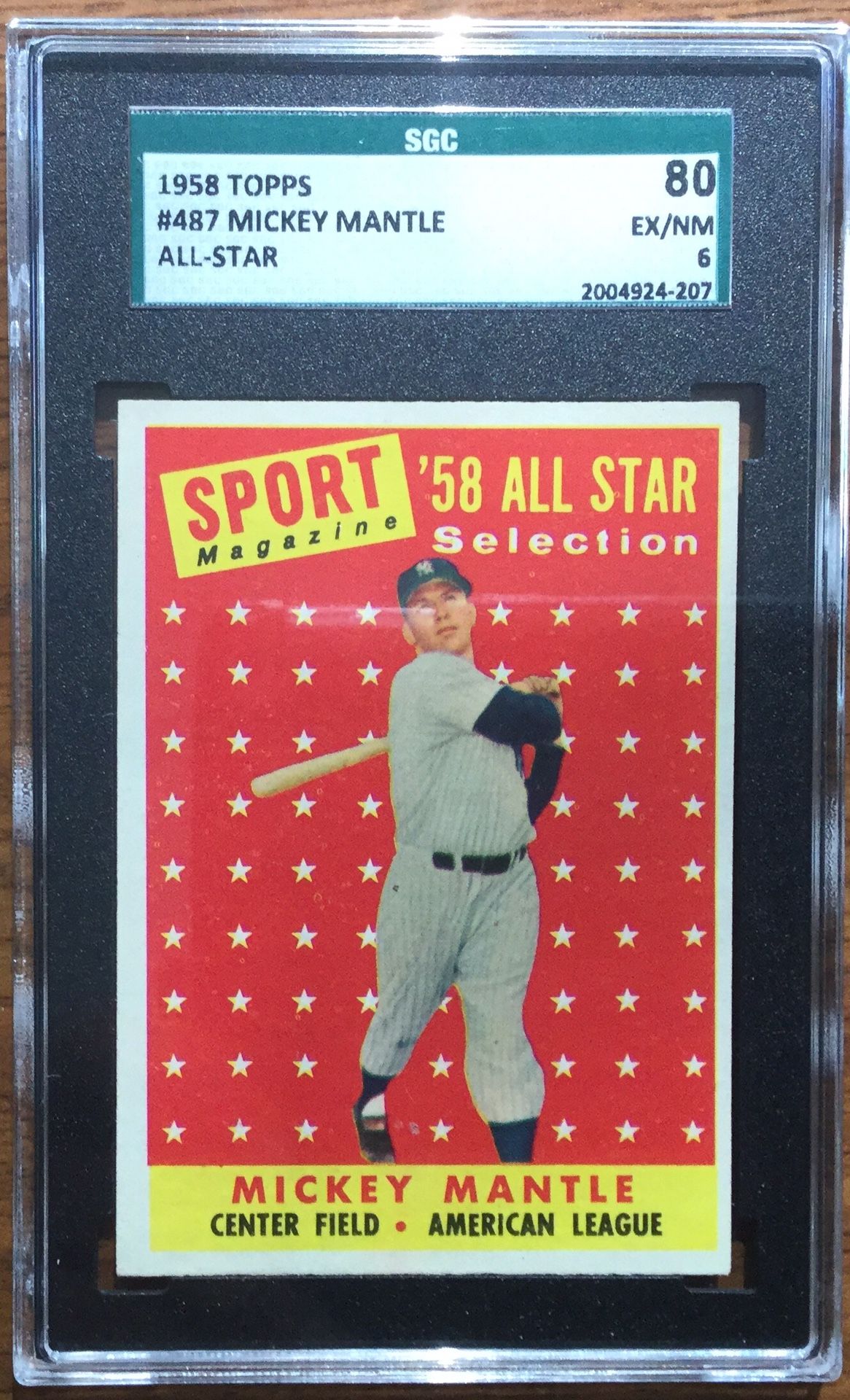 1958 Topps Baseball Card - Mickey Mantle All Star - New York Yankees