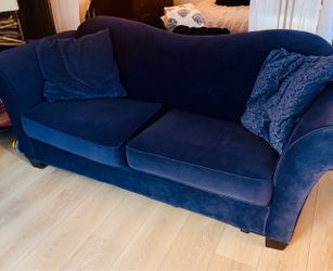 Navy Blue Velvet Two-Seat Sofa