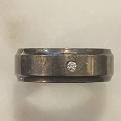 Tungsten-Style Ring w/ Stone Men’s Dark – Wedding, Fashion, or Promise