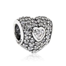 Sterling silver 925 heart charm with cubic zirconia