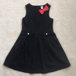 Janie and Jack Black Dress with Red Bow Size 6