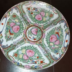 Vintage Chin Dynasty Style Rose Medallion Hand Painted Fertility Plate