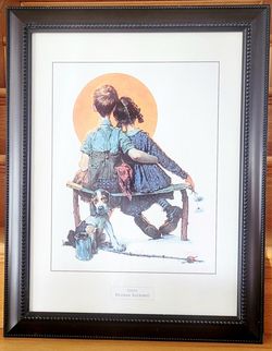 Norman Rockwell SUNSET in wood frame 28" x 22"